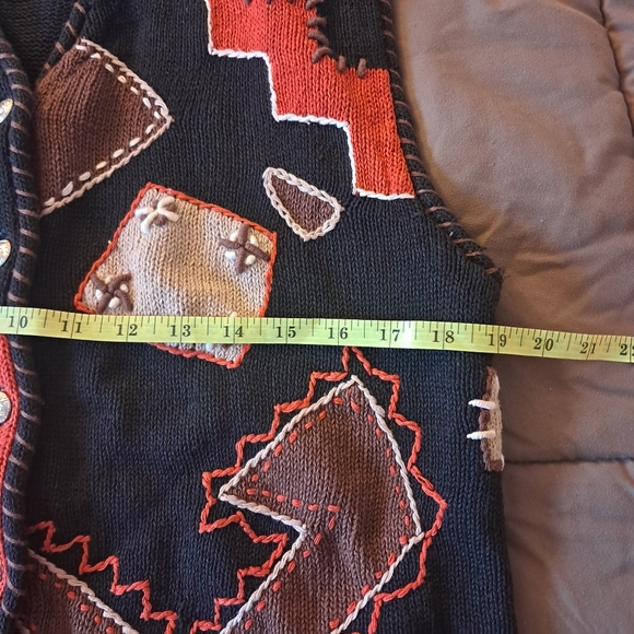 Vintage Y2K Arlando HEAVILY Embroided Southwestern Aztec Tribal Western Vest - Picture 7 of 9